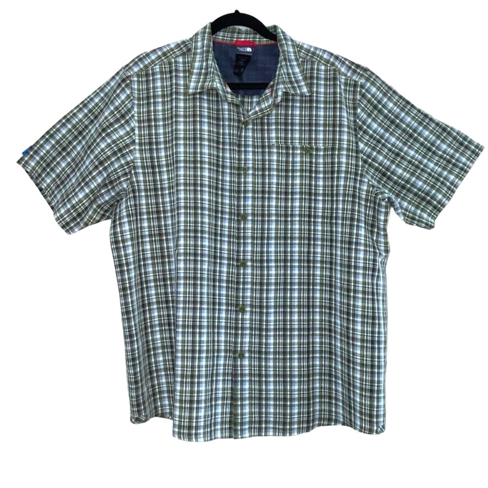 The North Face Green Plaid Short Sleeve Button Down Shirt